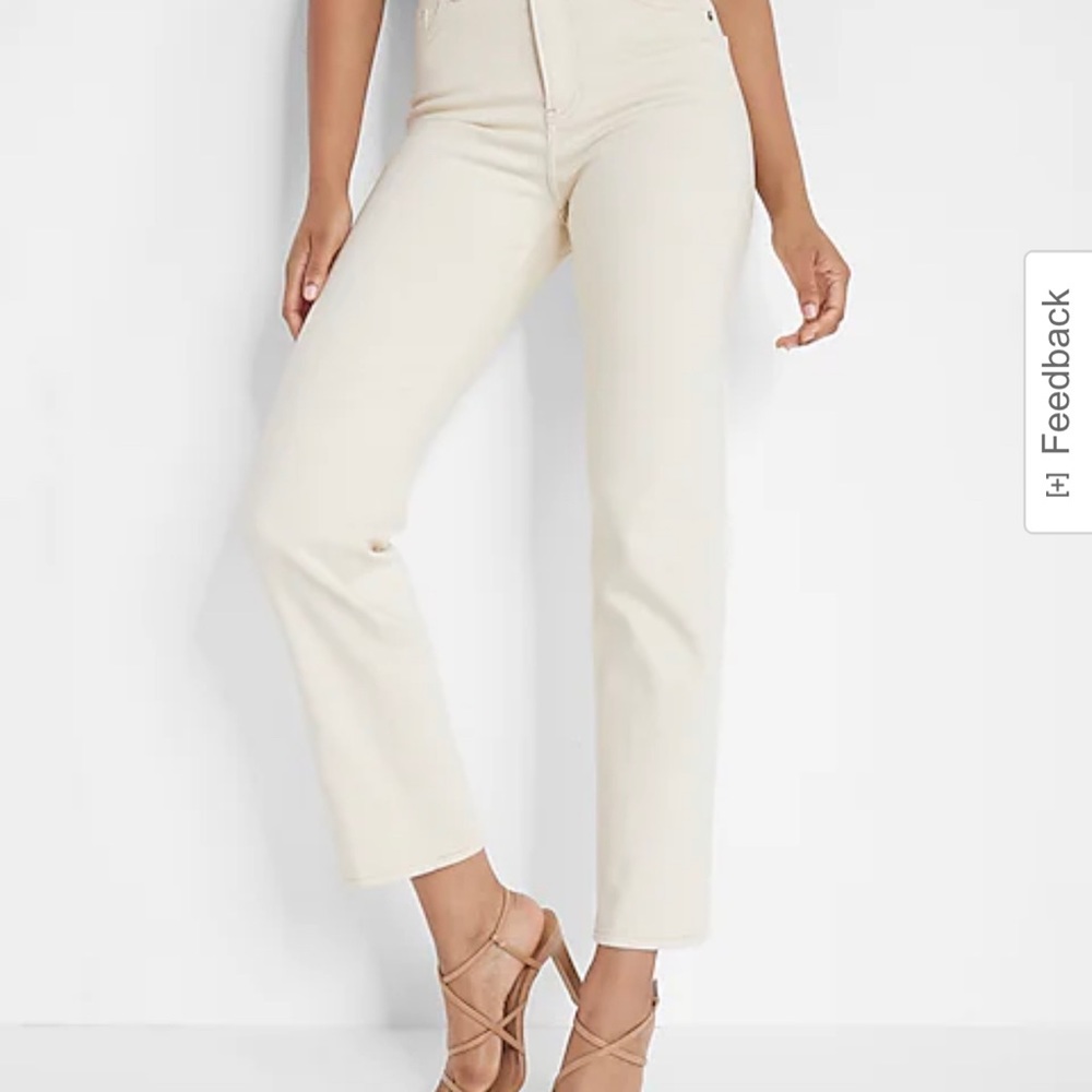 Express winter white high rise straight jeans